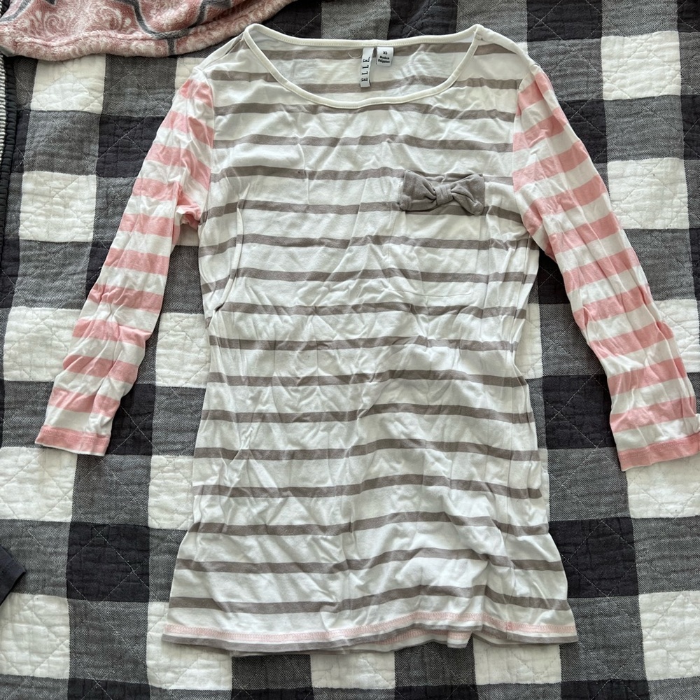 Striped 3/4 Sleeve Elle Shirt